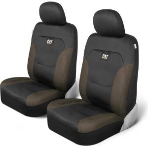 CAT CAT® Flexfit seat covers for cars, trucks, and SUVs, front seat covers, airbag-compatible, interior covers, car accessories, 2-piece set, black/beige - CASC2274