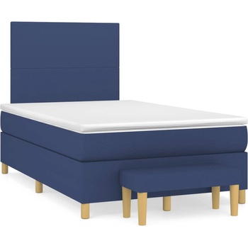 vidaXL Боксспринг легло с матрак, синьо, 120x190 см, плат (3270396)