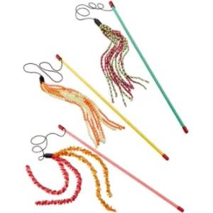 Ferplast Cat toy - Забавна играчка за котки тип въдица / розова, жълта, зелена /47 см. /1 брой