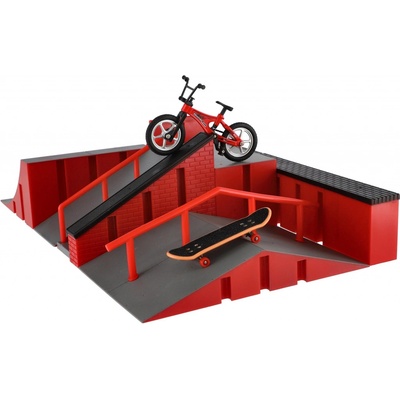Fingerboard Teddies Skatepark s rampou s bicyklom a so skateboardom prstové (8592190862800)