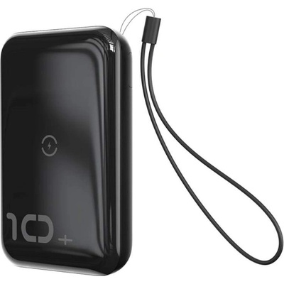 Baseus Mini S Bracket Power Bank 10W Wireless Charger 10000mAh - външна батерия с USB и USB-C изходи и с технология за безжично зареждане (черен)