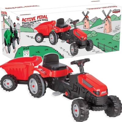 Pilsan Traktor šlapací s valníkem červený