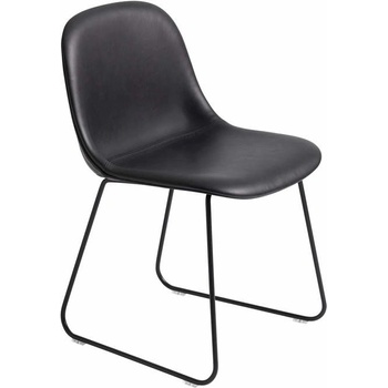 Muuto Fiber Side Chair Sled Base kožená čierna