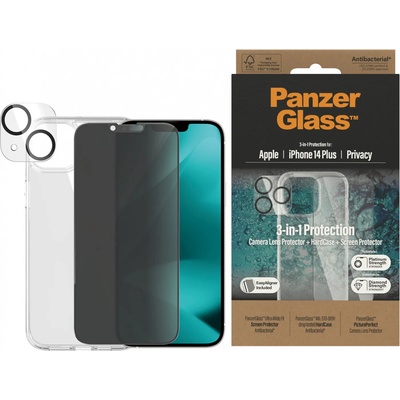 Panzer Стъклен протектор Privacy PanzerGlass iPhone 14 Plus Bundle (UWF Privacy screen protector, HardCase, протектор за камераt)