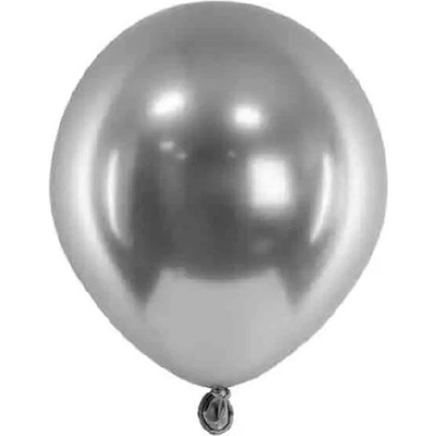 PartyDeco Balónky latexové lesklé Glossy dark silver 12 cm