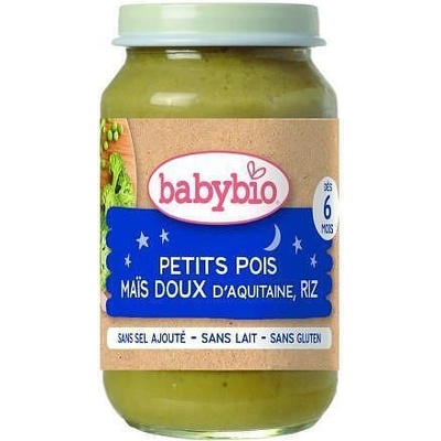 Bebybio Био Зеленчуково пюре - Грах, Сладка царевица и Ориз (6+ месеца) - 200г - Babybio