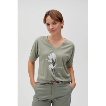 Moodo Памучна блуза с принт маслинена Moodo Moodo | Zelen | ЖЕНИ | XS