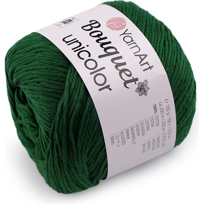 Prima-obchod Bavlněná pletací příze Bouquet Unicolor 100 g, barva 11 (3221) zelená tmavá