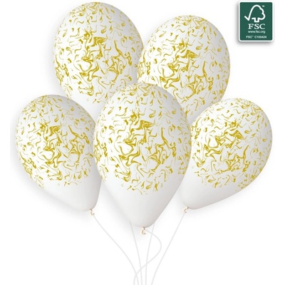 Gemar Балон бял - Златен мрамор 33 см
