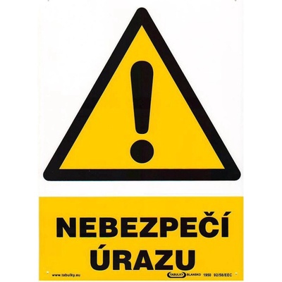 Tabuľka - NEBEZPEČENSTVO ÚRAZU ! 210x297mm (A4) PH