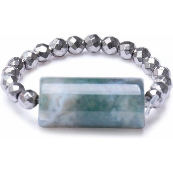 Nefertitis Achát indický váleček prsten elastický s hematitem NF22054 53