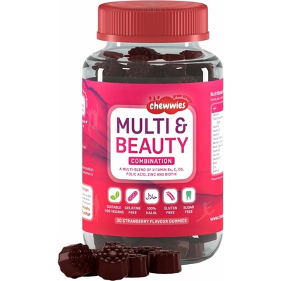 Life Extension Chewwies Multi & Beauty Jahoda gumové medvedíky 30 ks