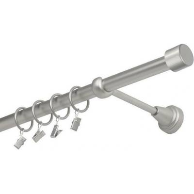 OK-GarnýžeCZ Garnýž kovová jednořadá 19mm Pullo satina 160 cm do stěny / kroužky s žabkou