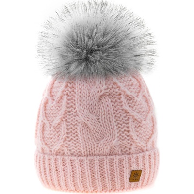 Fashionweek dámská čepice vlněn s bambulí Wool Vlna světle růžová