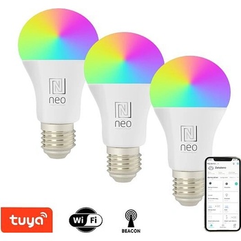 Immax NEO LITE SMART sada 3x žárovka LED E27 11W RGB+CCT barevná a bílá, stmívatelná, Wi-Fi, TUYA 07733C