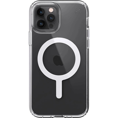 Speck Presidio Perfect Clear MagSafe Case - удароустойчив хибриден кейс с вграден магнитен конектор (MagSafe) за iPhone 12, iPhone 12 Pro (прозрачен)