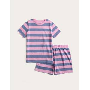 Marks & Spencer Къса детска раирана пижама от чист памук (1-16 години) Marks & Spencer многоцветна Marks & Spencer | Mnogotsveten | Момчешки | 3-4 години