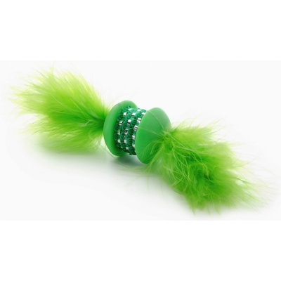 JK ANIMALS Zelená TPR činka s pierkom 15 cm