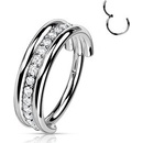 Šperky4U segment kruh helix cartilage tragus piercing titan čiré zirkony TIT1160-1208