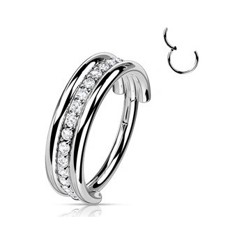 Šperky4U segment kruh helix cartilage tragus piercing titan čiré zirkony TIT1160-1208