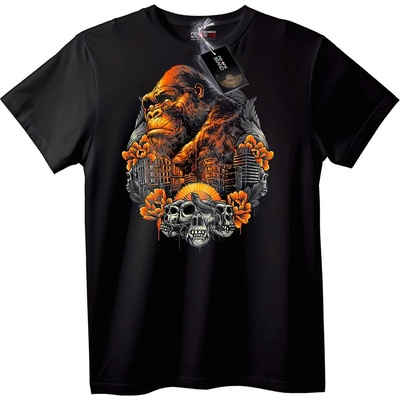 NOONEBRAND Тениска Горила Черепи Градска - 2XL, Black