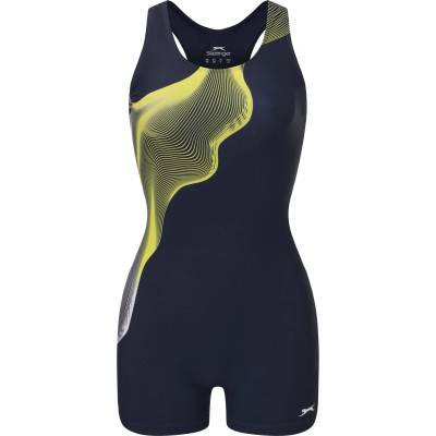 Slazenger Дамски бански костюм Slazenger LYCRA® XTRA LIFE Boyleg Swimsuit Ladies - Blue/Yel/Wht