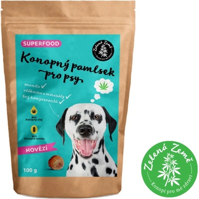 Zelená Země Konopný pamlsek pro psy játrová příchuť 120 g
