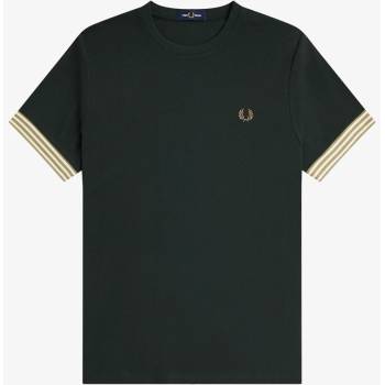 Fred Perry Тениска Fred Perry Stripe Cuff T-Shirt - Night Green Q20