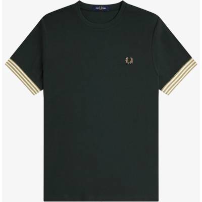 Fred Perry Тениска Fred Perry Stripe Cuff T-Shirt - Night Green Q20