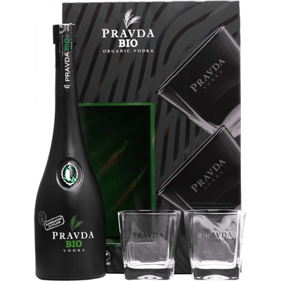 Pravda Bio Organic Vodka 40% 0,7 l (darčekové balenie 2 poháre)