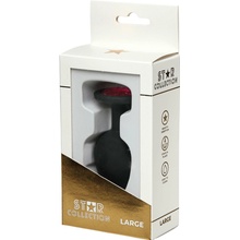 Star Collection Black Silicone Anal Plug L Pink Stone