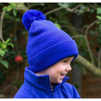 Result Headwear dětská zimní pletená čepice s bambulí modrá královská
