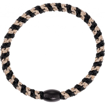 KKNEKKI Gumička do vlasů Kknekki Slim Black / Beige Glitter Stripe, černá barva, textil – Zboží Dáma
