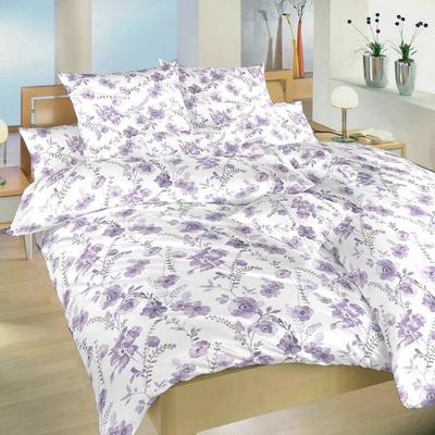 Dadka Obliečky krep Kvitnú fialové na bielom 140x200 70x90