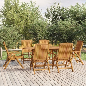 vidaXL Градински трапезен комплект, 7 части, тиково дърво масив (3154919)