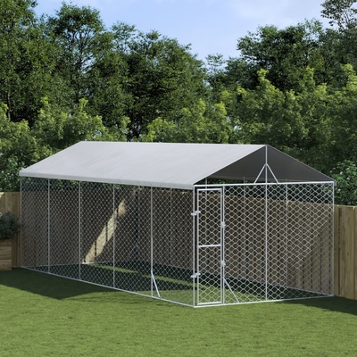 vidaXL Venkovní psí kotec se střechou stříbrný 300 x 750 x 250 cm ocel 9799.3190489