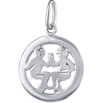 SILVEGO Strieborný prívesok znamenie zverokruhu Blíženci okrúhly B10283S06
