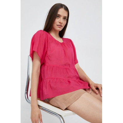 Sisley Памучна блуза Sisley дамска в розово с изчистен дизайн (5MWVLQ032.2C9)