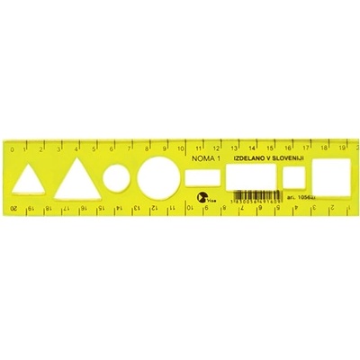 Optima Шаблонна линийка OPTIMA гъвкава жълта 20cm 53066 (53066)