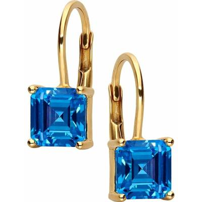 Zlaton Náušnice žluté zlato s kamenem osazené zirkony visací 1.5cm 2.35g O16052505379