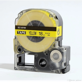 Compatible Epson LK-SC18YW, 18mm x 9m, черен печат / жълт фон, съвместима лента (LKSC18YW)