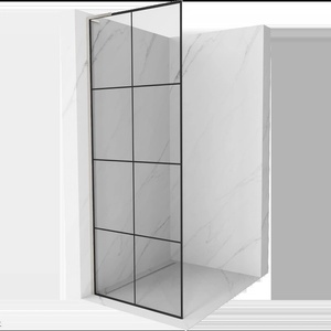 Mexen Kioto L душ кабина Walk-in 90 x 200 см, черна мрежа, четкан никел - 800-090-103-97-77 (800-090-103-97-77)