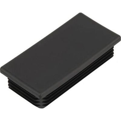 KP Žebrovaná obdélníková plastová zátka - plochá 80x30 mm černá erodovaná, na hranoly, jekly, sloupky a trubky