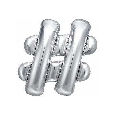 PartyDeco Балон от фолио Mini - Символ # 35 см сребърен