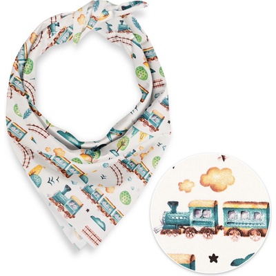 Biante Dětský bavlněný šátek Sandra SA-659 Modré vláčky s letadýlky na bílém – Zboží Dáma
