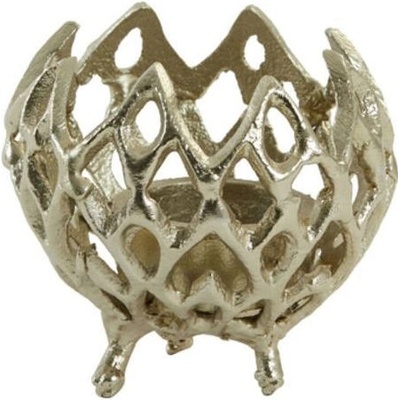 Zlatý antik kovový děrovaný svícen Siam S - Ø10 * 9 cm - Light & Living