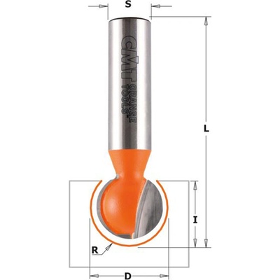 CMT Orange Tools CMT C968 Drážkovací kulová fréza - R6,35 D12,7x11 L57,15 S=8