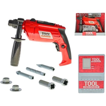 Mikro Червена бормашина 22см на батерии с аксесоари