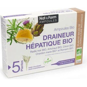 Nat&Form Черен дроб и жлъчка, БИО, 20 ампули за пиене x 10 ml | Nat&Form (023023 (AMP_DRAI))