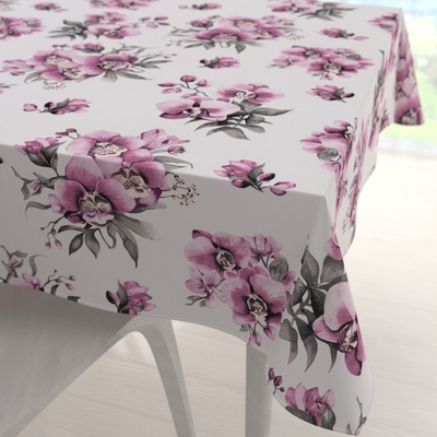 Biante bavlna štvorcový obrus Sandra SA-623 Lila orchidey na bielom 90x90 cm